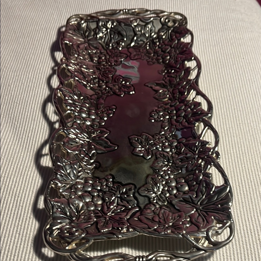 Godinger Silver Grape Leaf Embossed Tray